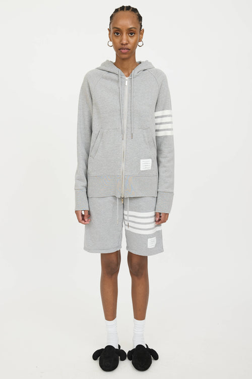 Thom Browne 4-Bar Zip Hoodie