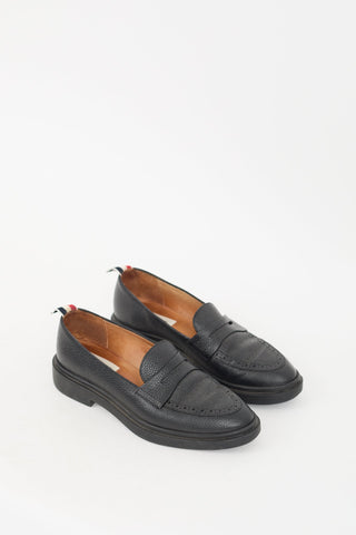 Thom Browne Black Pebbled Leather Penny Loafer