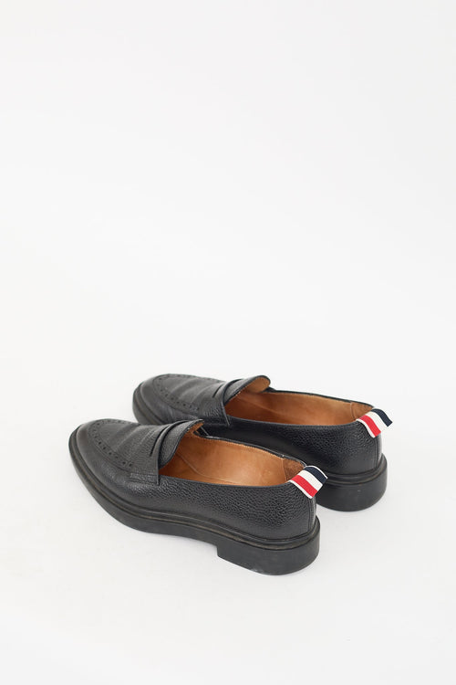 Thom Browne Black Pebbled Leather Penny Loafer