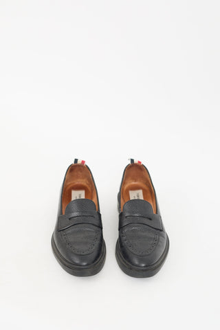 Thom Browne Black Pebbled Leather Penny Loafer