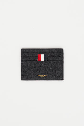 Thom Browne Black Pebbled Leather Cardholder