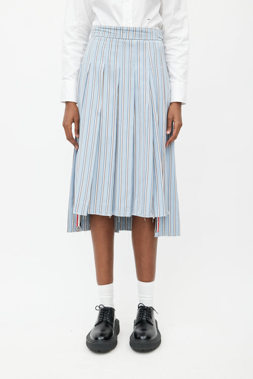 Thom Browne Blue & White Stripes Tie Skirt Suit