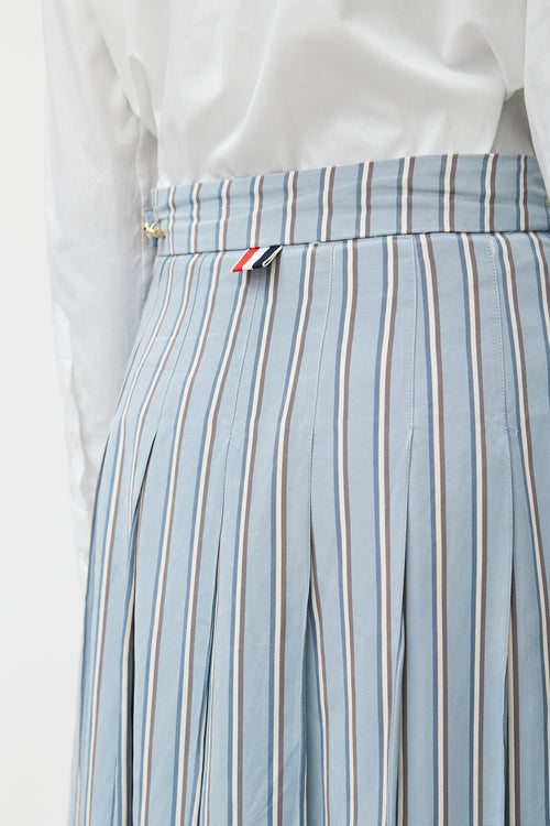 Thom Browne Blue & White Stripes Tie Skirt Suit