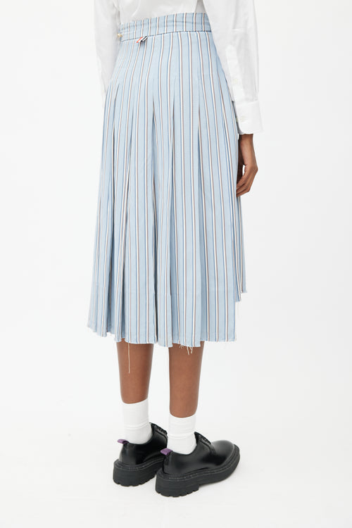 Thom Browne Blue & White Stripes Tie Skirt Suit