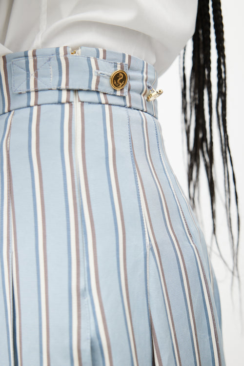 Thom Browne Blue & White Stripes Tie Skirt Suit