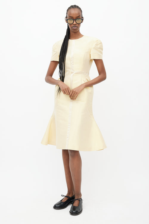 Thom Browne Gold Panelled Fitted Midi Dress