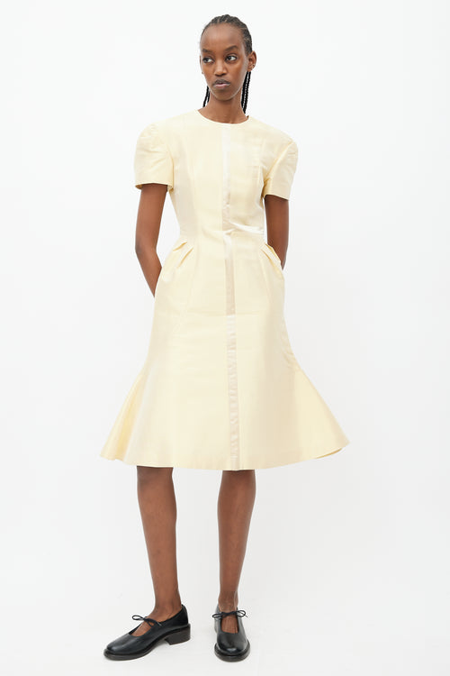 Thom Browne Gold Panelled Fitted Midi Dress