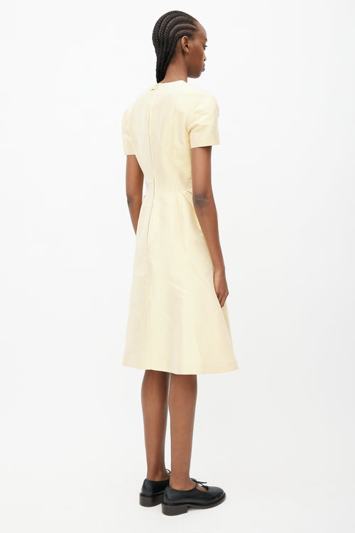 Thom Browne Gold Panelled Fitted Midi Dress