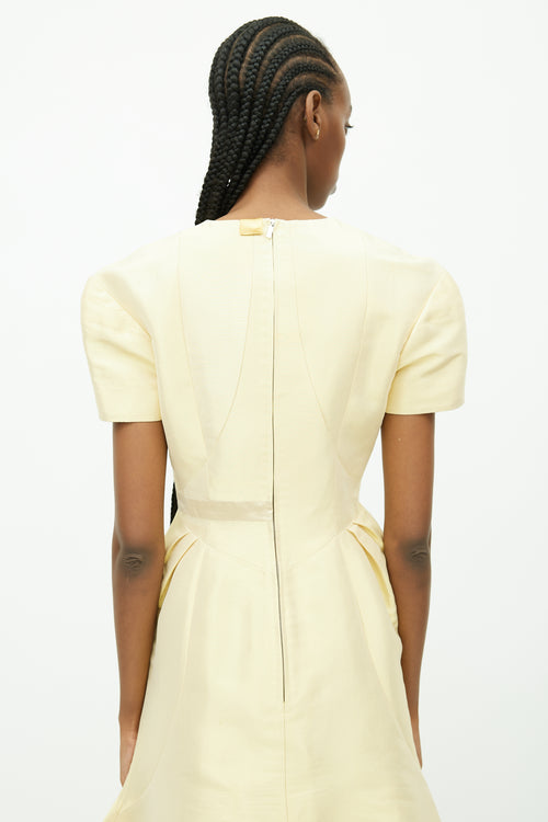 Thom Browne Gold Panelled Fitted Midi Dress