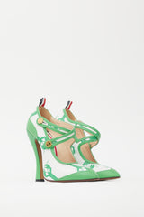 Thom Browne Green & White Patterned Mary Jane Heel