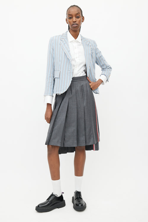 Thom Browne Grey Pleated Midi Skirt