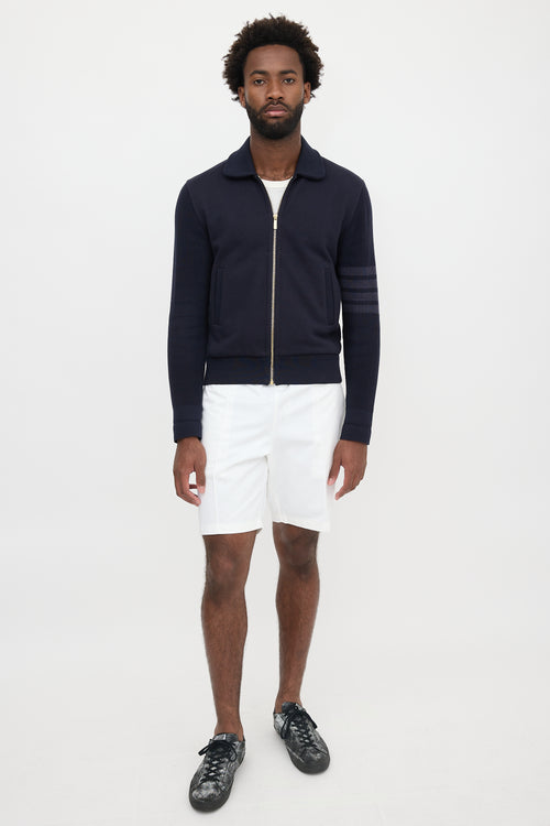 Thom Browne Jersey 4-Bar Zip Cardigan