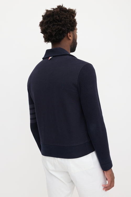 Thom Browne Jersey 4-Bar Zip Cardigan