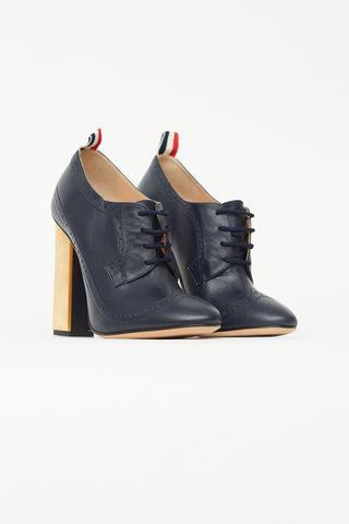 Thom Browne Navy Leather Ankle Pump Boot