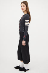 Thom Browne Grey & White Cashmere Striped Cardigan