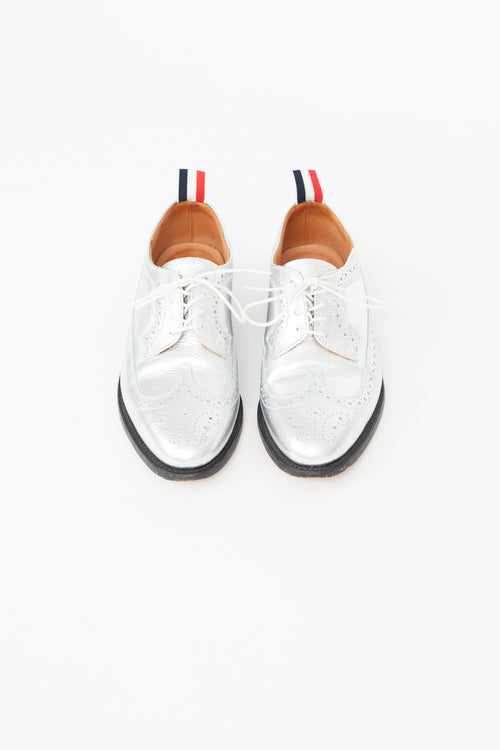 Thom Browne Silver Leather Brogue Oxford