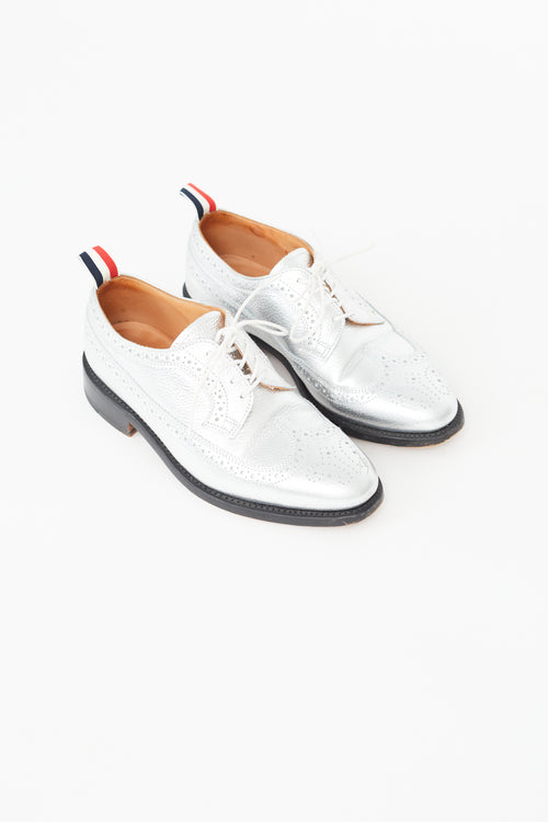 Thom Browne Silver Leather Brogue Oxford