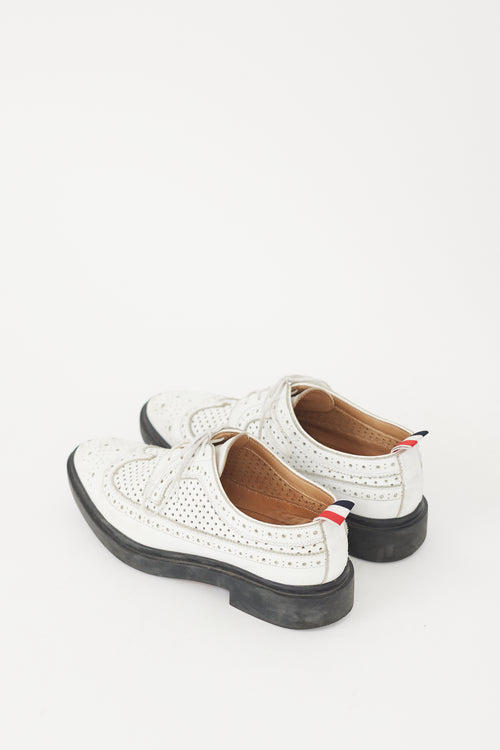 Thom Browne White Leather Perforated Longwing Brogue