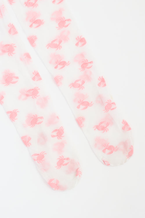 Thom Browne White & Pink Icon Intarsia Tights