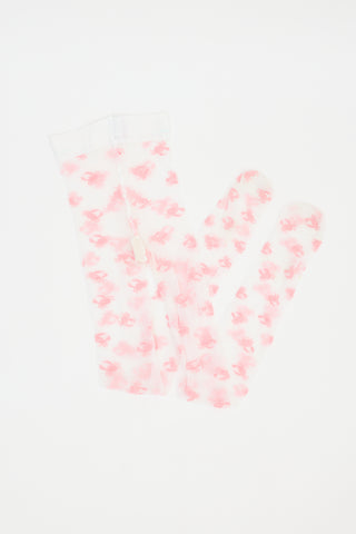 Thom Browne White & Pink Icon Intarsia Tights