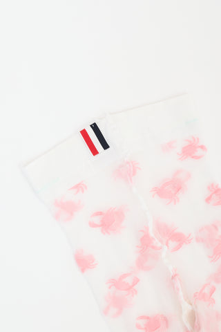 Thom Browne White & Pink Icon Intarsia Tights