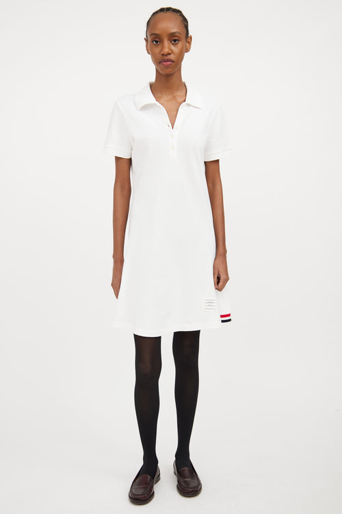 White & Multicolour Polo Dress