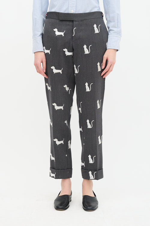 Thom Browne Wool Embroidered Trouser