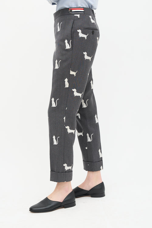 Thom Browne Wool Embroidered Trouser