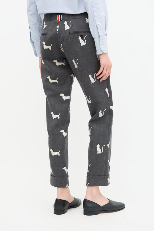 Thom Browne Wool Embroidered Trouser