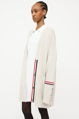 Thom Browne Grey & Multi Wool Knit Striped Oversized Cardigan