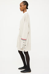 Thom Browne Grey & Multi Wool Knit Striped Oversized Cardigan