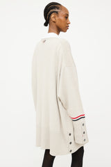 Thom Browne Grey & Multi Wool Knit Striped Oversized Cardigan