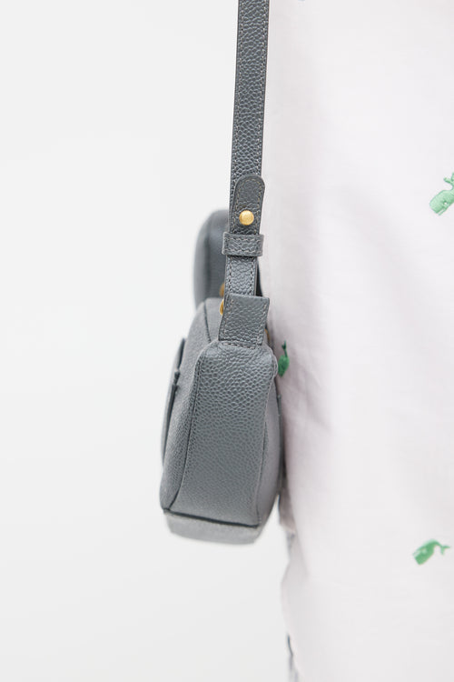 Thom Browne Grey Leather Icon Crossbody Bag