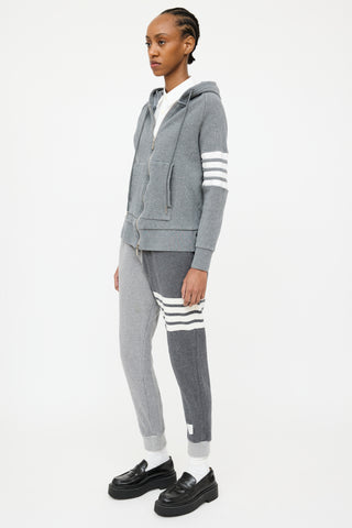 Thom Browne Grey & White Four Bar Jogger