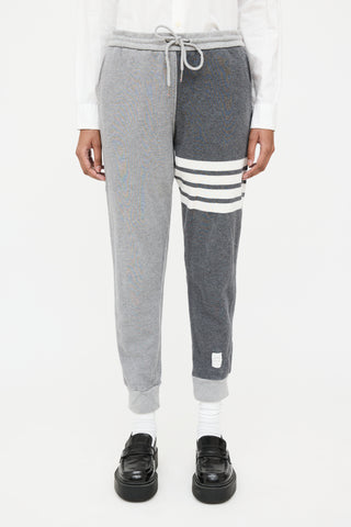 Thom Browne Grey & White Four Bar Jogger