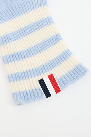 Thom Browne Blue Cashmere 4-Bar Gloves