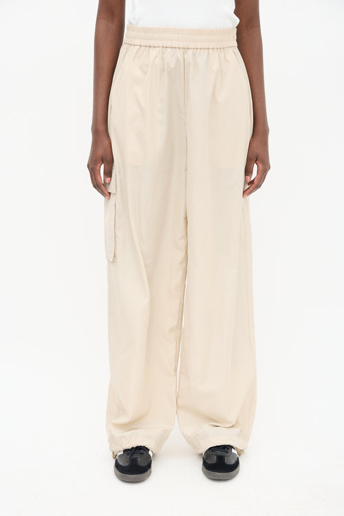 Tibi Beige Cargo Drawstring Trouser