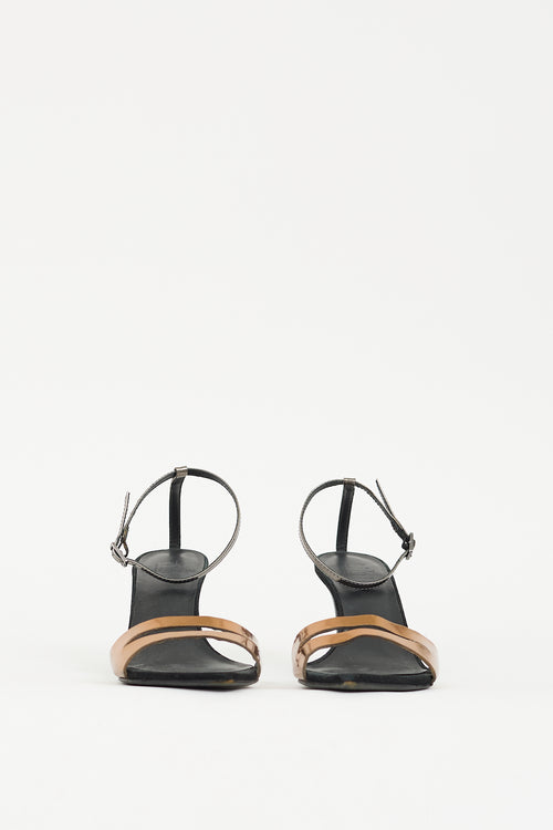 Tibi Black & Gold Leather Sandal