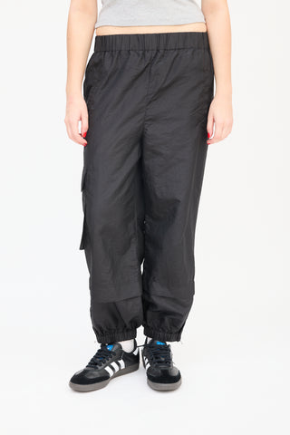 Tibi Black Nylon Layered Jogger Pants