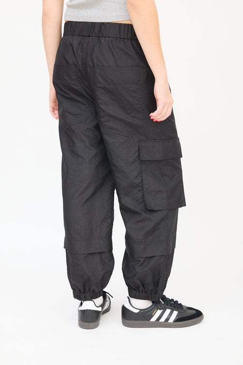 Tibi Black Nylon Layered Jogger Pants