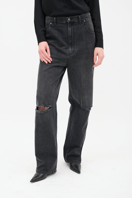 Tibi Washed Black Ryder Ripped Jeans