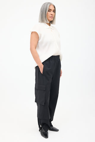 Tibi Black Wool Layered Trouser