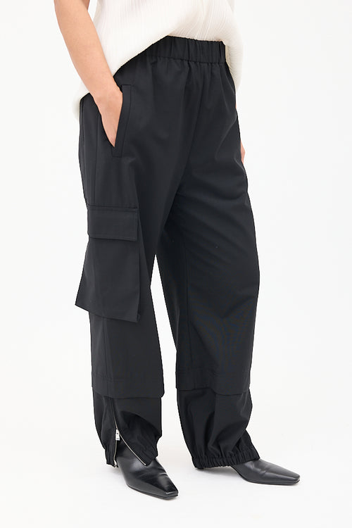 Tibi Black Wool Layered Trouser