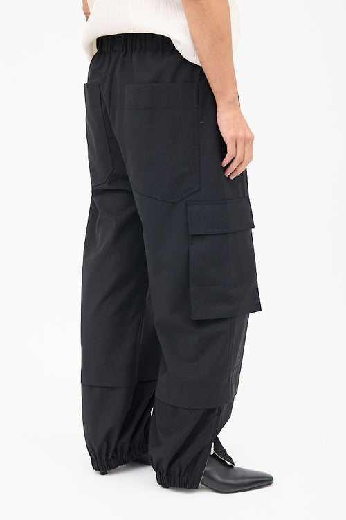 Tibi Black Wool Layered Trouser