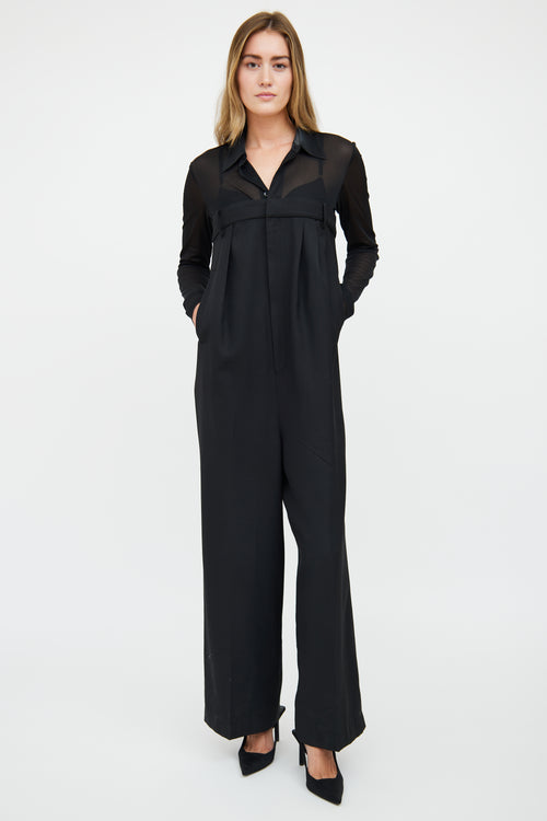 Tibi Black Wool High-Waist Jumpsuit