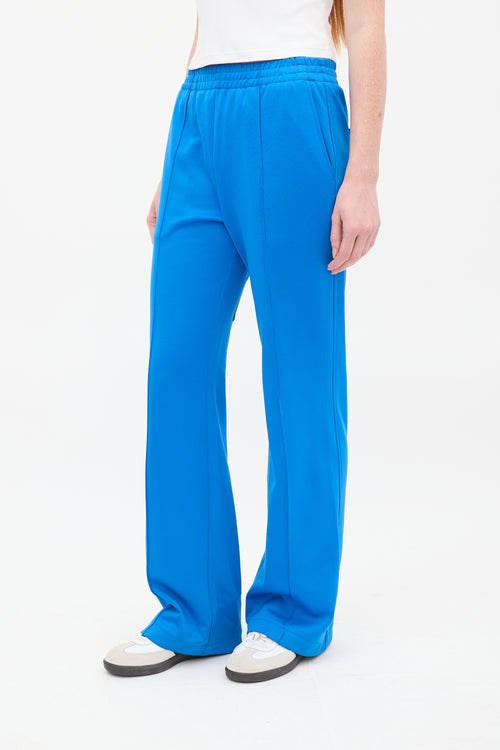 Tibi Blue Nylon & Cotton Pintuck Lounge Pant