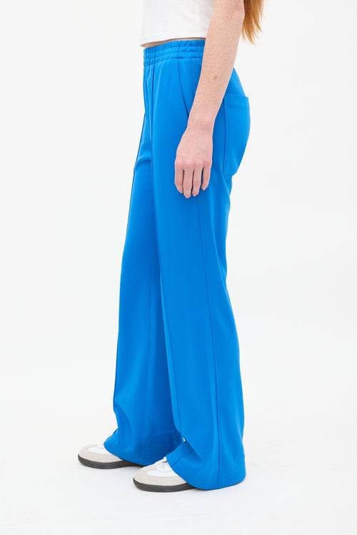 Tibi Blue Nylon & Cotton Pintuck Lounge Pant