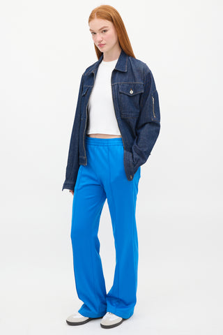 Tibi Blue Nylon & Cotton Pintuck Lounge Pant