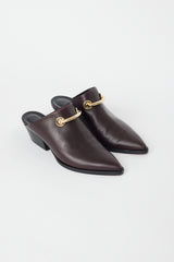 Tibi Brown & Gold Leather Mateo Mule