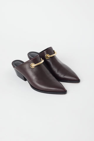 Tibi Brown & Gold Leather Mateo Mule
